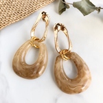 デザインフープ マーブルピアス beige