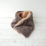 チャコールグレーとキャメルボア ふわふわ ネックウォーマー