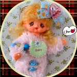 ロンパースの美少女🍑カスタム人形☆ドール☆ベビー☆昭和レトロ☆ピンク♡誕生日♡プレゼント☆ギフト♪baby♡発表会♪ファンシートイ☆toy♡赤ちゃん☆スタイ☆ドールセラピー♡ぬいぐるみ