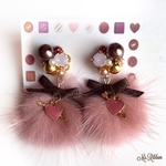 【秋冬】ミンクファーピアス➸♡ピンクブラウン