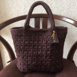 K-167(2) ダークブラウン楕円底  麻ひもバック