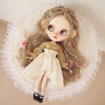 ブライス♡アイシードール♡クリームマスタードキャンディスリーブ❀アンティークホワイトヘムスカート