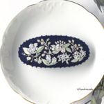 雪花の刺繍バレッタ　No.111