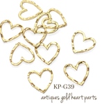 KP-G39 15㎜　 antiques gold heart parts10個