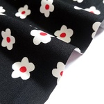 オックス生地｜110×50cm｜ミヌンコレクション｜おはじき風花柄｜黒｜北欧風｜フラワー｜レトロ風
