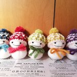ニット帽をかぶった雪だるま　5個セット