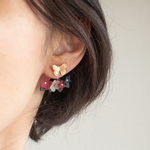 ［数量限定］花畑ピアス/イヤリング（ボルドー/ネイビー）