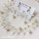 【セット】ふんわり小枝のネックレス＆イヤリング(ピアス)♡ ウェディング ブライダル 結婚式 お呼ばれ 小枝 パール かすみ草