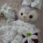 ステラルー（Sサイズ）コスチューム＊ホワイトクリスマス＊ドレス＆ファーティペット＊雪の結晶柄ホワイト