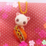 ホットドッグ×白猫ハナコボールチェーン