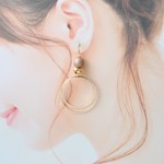 マットパール（ベージュ）のダブルリング（メタル）♡ピアス・イヤリング♪【K18・K14GF/14kgf対応】