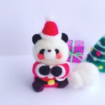 パンダちゃんサンタのクリスマス　羊毛フェルト