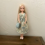リカちゃん 服 くすみ色Flowerワンピースセット