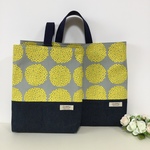 ♡ボタニカル★サークルフラワー&デニム★通園通学セット♡ gray**yellow