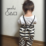 再販×40☆Black & White横のしましま☆楽ちん長ーく着れるつなぎ 90〜