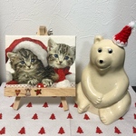 しろくま貯金箱  ミニキャンバス&サンタ帽子