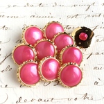■10個入■15mm■ビンテージボタン (ピンクレッド系　ドット)　 ピアスに! 