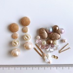 *1点限定* /ビーズ アソート/ ハンドメイド パーツ ビーズ アクリル ガラス コーデュロイカボション パーツ 素材 秋冬 アシンメトリー ベージュ系