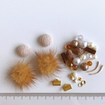 *1点限定* /ビーズ アソート/ ハンドメイド パーツ ビーズ アクリル ガラス ミンクファー パーツ コーデュロイ カボション素材 秋冬 ベージュ系