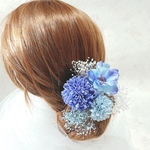 髪飾り〜blue〜 七五三 結婚式 ウェディング ヘッドドレス 前撮り 成人式前撮り