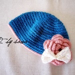 *お花のベビーニット帽*濃水色