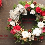 フラワーリース☆クリスマス♪鮮やかレッド♪プリザーブドフラワー