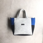 たっぷりマチのおでかけトート(light gray x black x blue)