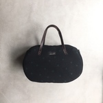 そらまめバッグ(wool black x green dot )