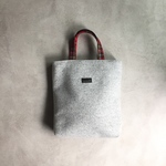 差し色持ち手のトートバッグ(- light gray x tartan check -)