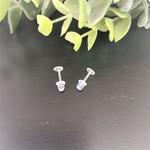 （金属アレルギー対応）200個　樹脂ピアス+シリコンキャッチ　５ｍｍ　柔らかキャッチ付き