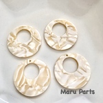 マーブルパーツ/ホワイト 白 ベージュ アクリル 大ぶり べっこう 