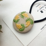 ミモザのリース刺繍   ヘアゴム