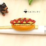 ミニチュア　ホットドッグ　ボールペン　ミニチュアパン  