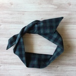 ワイヤー入りヘアバンド（チェック・グリーン・ブラック・赤）