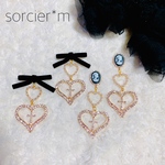 ゴスロリ 量産型 イヤリング カメオ ピアス  イヤリング 黒 ゆめかわいい 病みかわいい シンプル 韓国 3連ピアス ロココ調