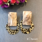 マーブルカボション×レオパード変形フープピアス♡3way