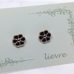 紺色とゴールドのお花のミニピアス