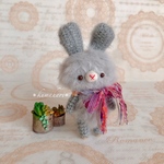 ＊kumahari＊あみぐるみ  約11cm  モフモフうさぎ 【グレー】