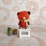 ＊kumahari＊あみぐるみ  約6.5cm  もしゃもしょクマさん 【ブラウン】