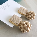 ニット柄×ウッドピアス（送料無料）