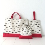 ribbon×red＊お得な３点セット＊レッスンバッグ＊シューズバッグ＊給食袋