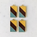 Yellow Red Blue Gold Flamed Rectangle Pendant Tops