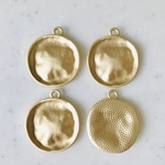 Matte Gold Hammered Circle Pendant Tops