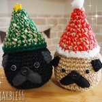 パグのミニかご　クリスマスセット