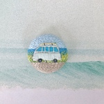 【売り上げを寄付します】ワーゲンバスの刺繍ブローチ