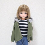 リカちゃん 服 アウター ♡フード付きジャケット♡ green khaki