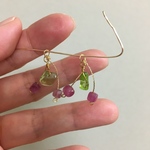 ピンクトルマリン さくらんぼ ピアス