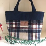 【新柄】トートバッグ＊フリース♡ネイビー系チェック