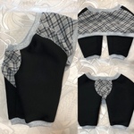 肘あてわんこ服 大型犬用＜首50＞グレーチェック柄（ピーチ起毛）&ウールニット　残り1点