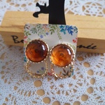 琥珀ボタン 2wayイヤリング
